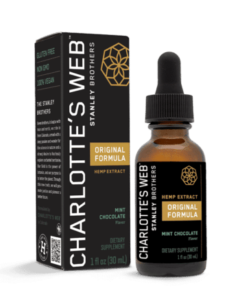 Charlotte&#039;s Web CBD Oil 50mg Original Formula Mint Chocolate 30ml láhev a krabička